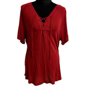 Pink by VS red V-neck T-shirt size S